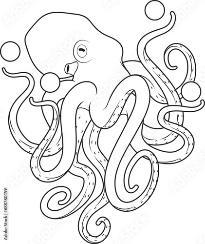 Octopus Juggler Juggle Animal Vector Graphic Art Illustration