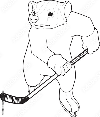 Badger Ice hockey Ice hockey stick Sports Animal Vector Graphic Art Illustration