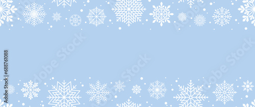 Winter background with snowflakes and snow. Seamless pattern. Vector illustration for cover, banner, poster, web, textiles and packaging. 