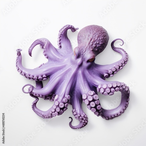 Murais de parede A purple octopus isolated on White background