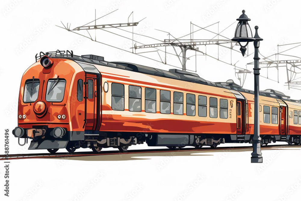 Sketch of a red train on a white background