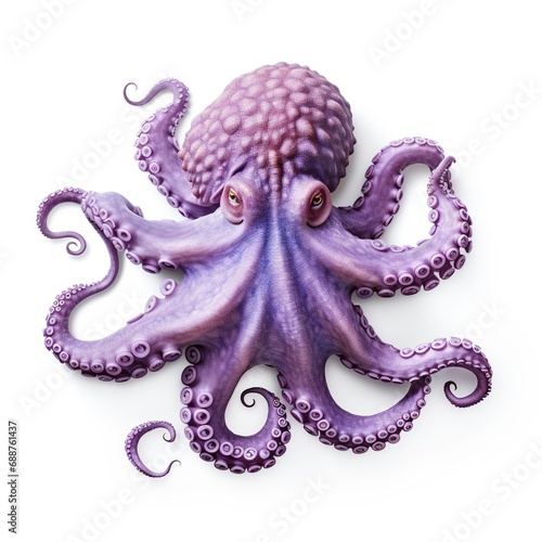 A purple octopus isolated on White background
