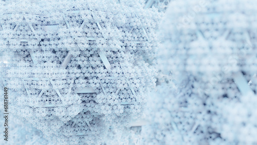 Fototapeta Naklejka Na Ścianę i Meble -  3d fractal illustration. Abstract fractal in white - blue color. Fractal abstract forms