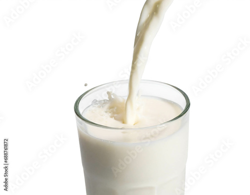 milk poured isolated on white background, cut out