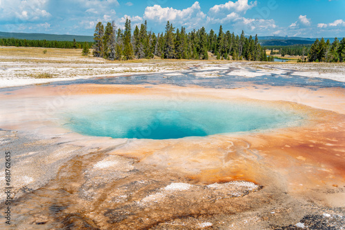 Bacterial mats and soil formations near Grand Prismatic Spring in Yellowstone National Park