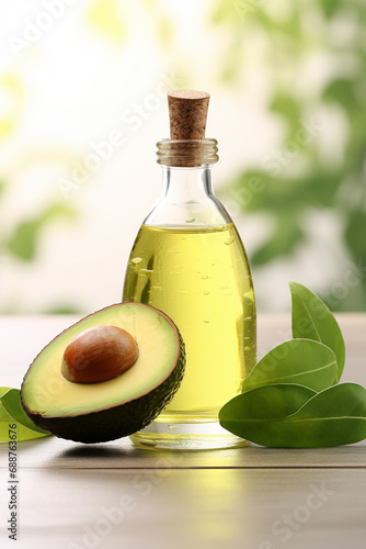 bottle, jar of avocado essential oil extract
