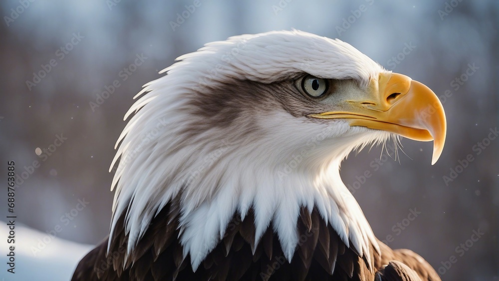 Fototapeta premium Portrait of the the bald eagle at winter