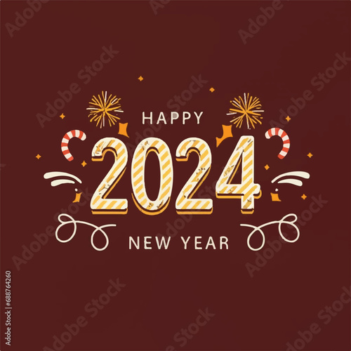 ector happy new year lettering. handwritten inscription with swirls