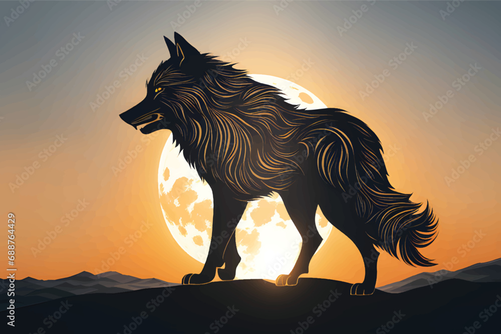 Wolf logo. Wolf Logo vector Illustrated. Alpha Spirit: The Majestic Howl. Illustration. wolf logo design vector symbol graphic idea creative. Wolf head Vector illustration. - obrazy, fototapety, plakaty 