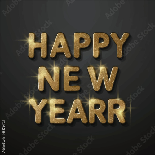 ector happy new year lettering. handwritten inscription with swirls