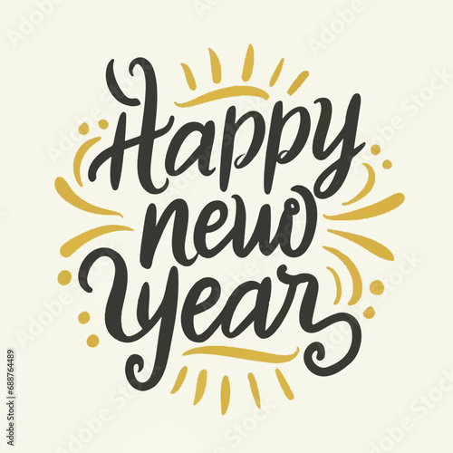 ector happy new year lettering. handwritten inscription with swirls
