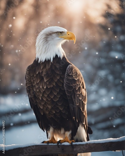 Portrait of the the bald eagle at winter   