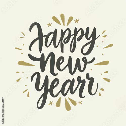 ector happy new year lettering. handwritten inscription with swirls