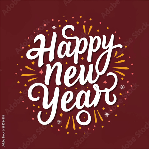 ector happy new year lettering. handwritten inscription with swirls