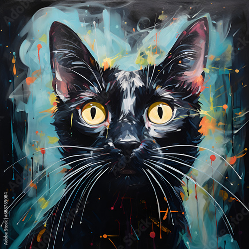 a large canvas painted real cat © Мария Евсеева