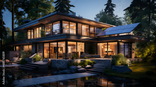 Contemporary Single-Family Homes with Eco-Friendly Features, including Photovoltaic Cells