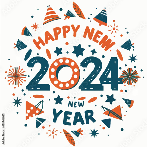 ector happy new year lettering. handwritten inscription with swirls