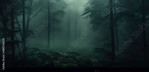 a foggy forest in the fog 