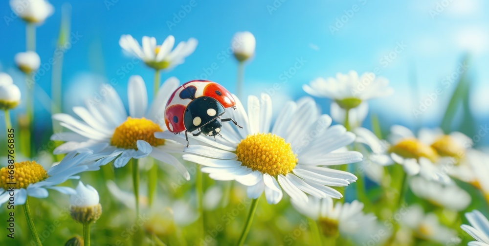 a ladybug on a daisy,