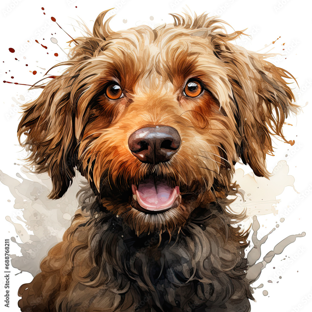 watercolor Labradoodle clipart, Generative Ai watercolor Labradoodle clipart, Generative Ai