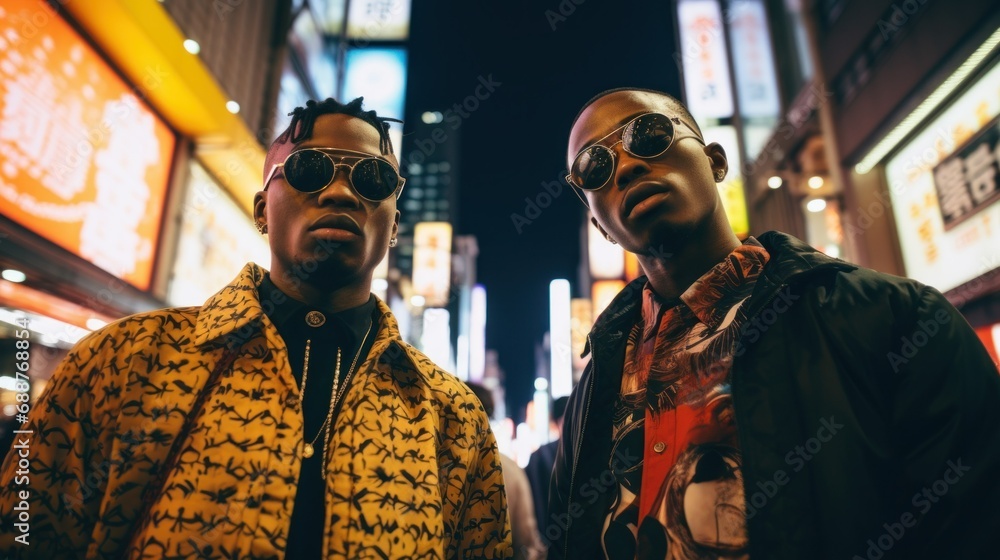 Rapper african men posing on the street