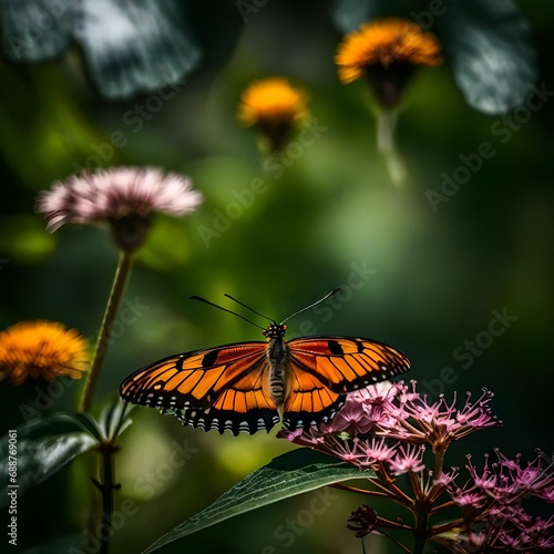 monarch butterfly on a flower generative AI tool © Mian