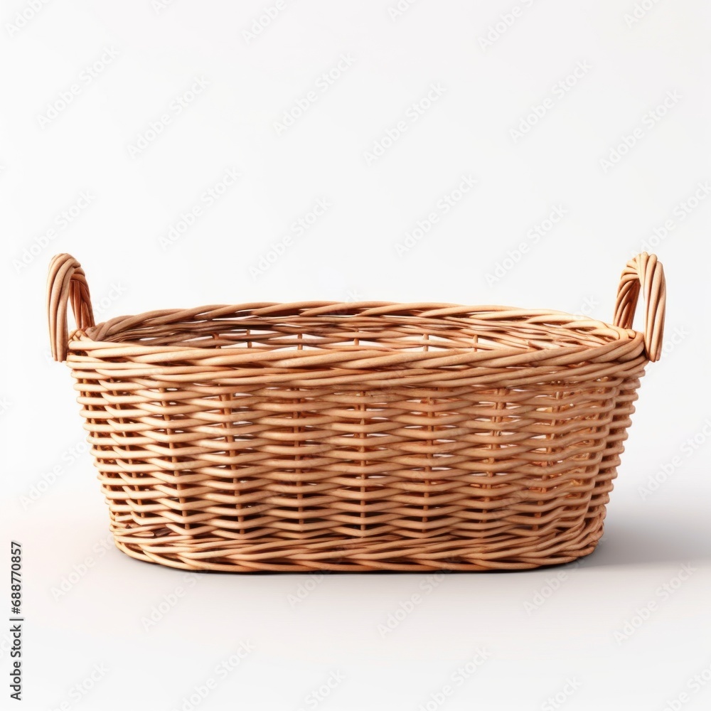 wicker basket isolated on white background