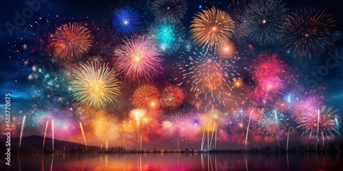 Colorful Firework Photo Illuminating the Night Sky in Celebration of a Happy New Year