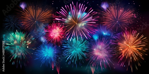 Colorful Firework Photo Illuminating the Night Sky in Celebration of a Happy New Year © Ben