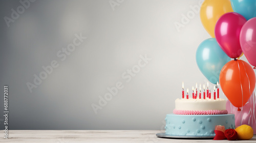 birthday cake in front of colorful candles photo