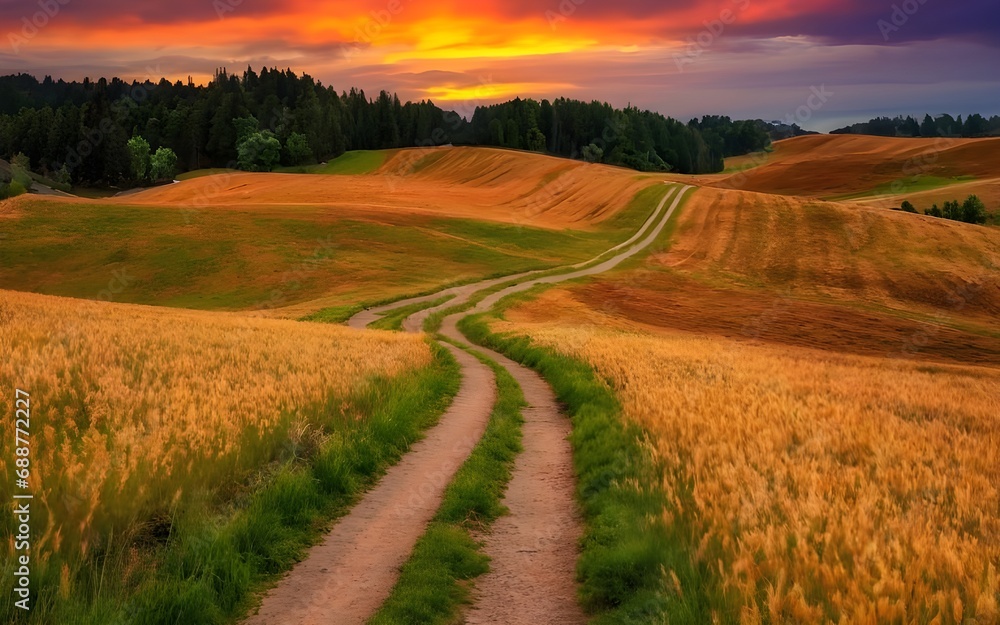 Fototapeta premium highlands landscapes sky nature flora ai generative