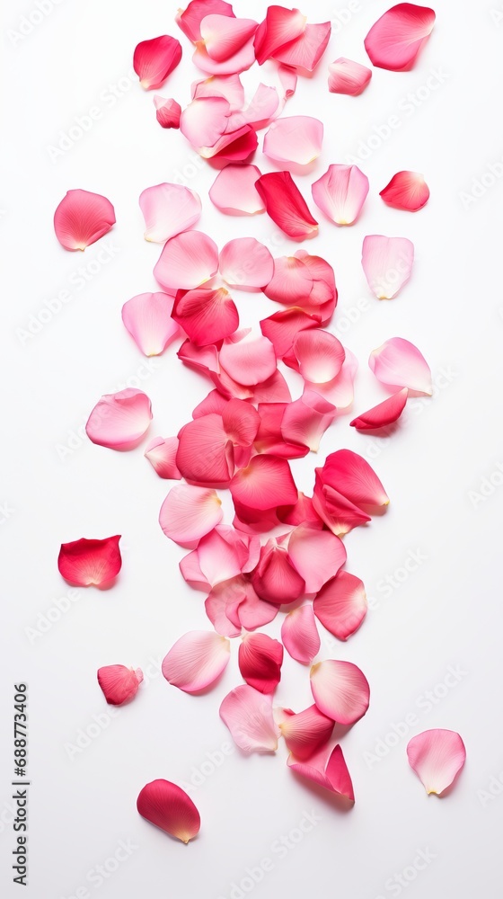 Valentine's Day concept, background of red rose petals on white background Valentine's Day concept, background of red rose petals on white background