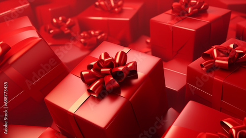 Wallpaper Mural Many red gift boxes with bows. Torontodigital.ca