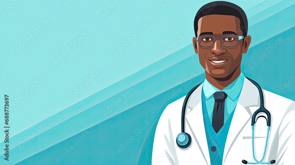 Fototapeta premium portrait of a smiling doctor, drawn illustration