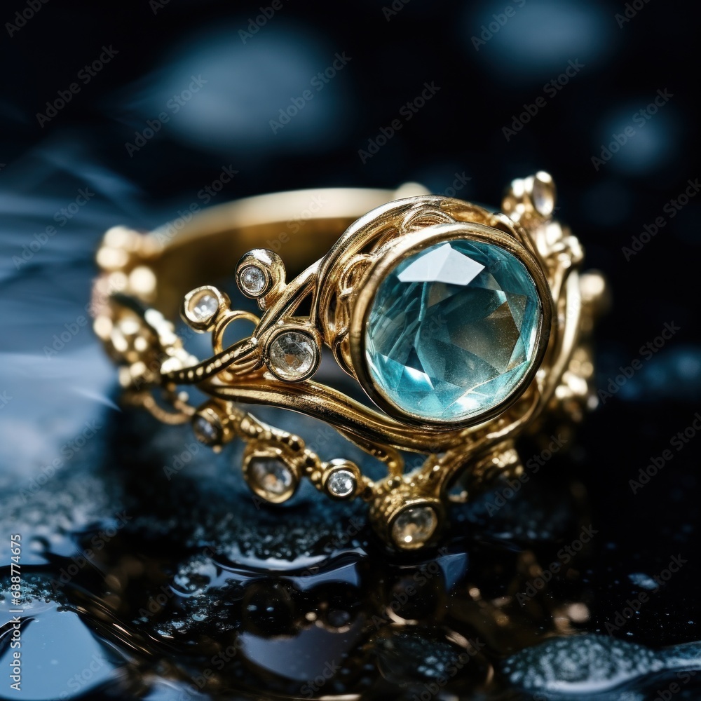 an aqua ring with pebbles in the water, an aqua ring with pebbles in the water,