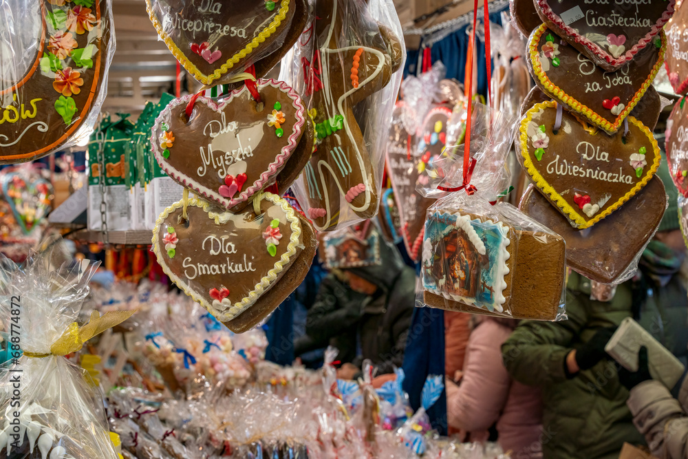 Christmas Market stand in Krakow with lovely gifts