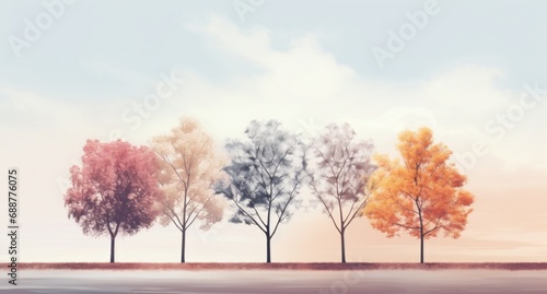 colored autumn trees,