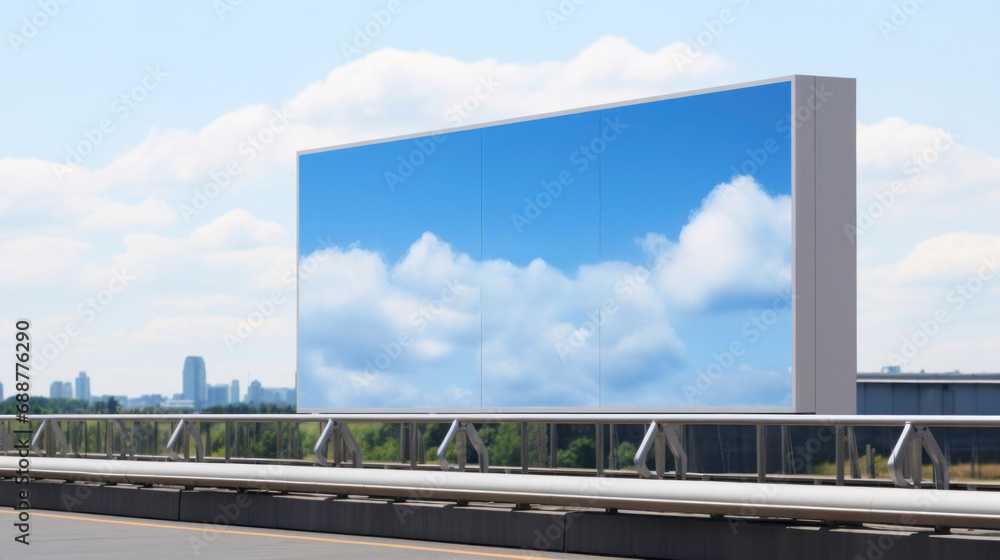 Billboard mockup with blank front, realistic on a mockup template in a skyway platform