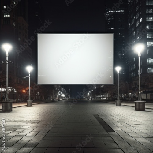 Billboard mockup with blank front, realistic on a mockup template © ArtCookStudio