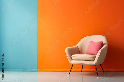 Wallpaper Mural Colorful armchair chair on empty wall living room interior design Torontodigital.ca