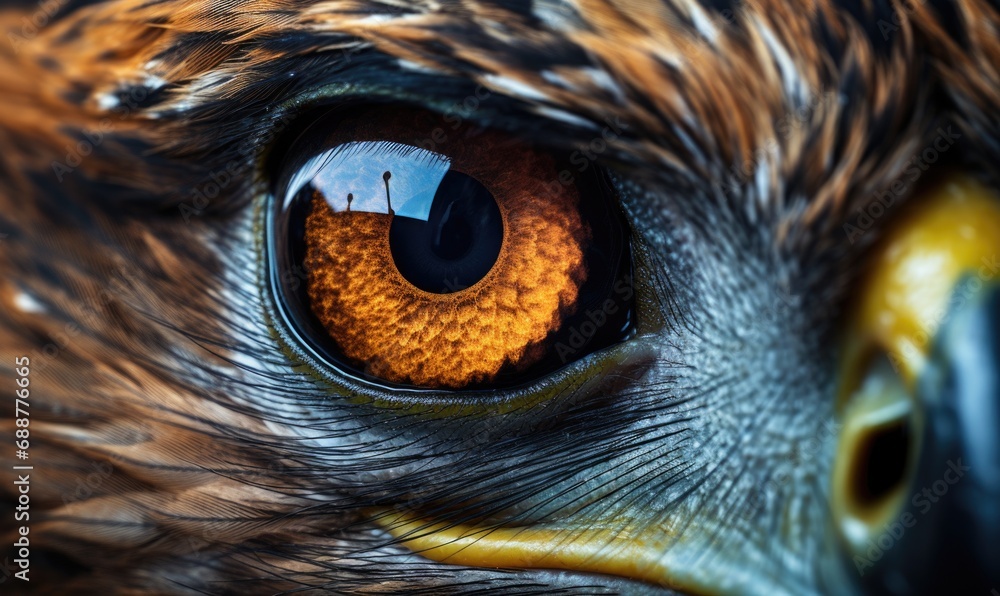 Close up of golden eagle's eye. Selective focus on the eye. Close up of golden eagle's eye. Selective focus on the eye.