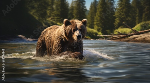 brown bear in the river, © ArtCookStudio
