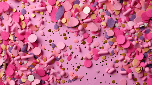 Fancy rainbow confetti pink vegan cake sprinkles mix wallpaper AI Generated image