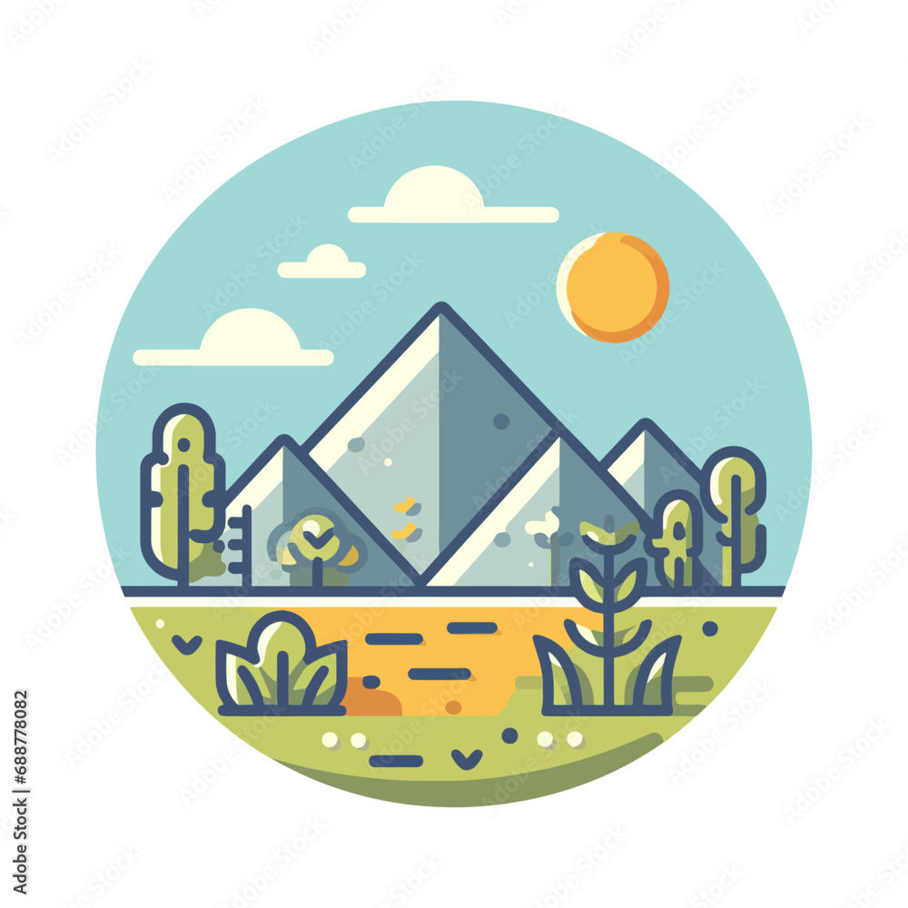 Obraz premium Cartoon mountains logo. Vector illustration