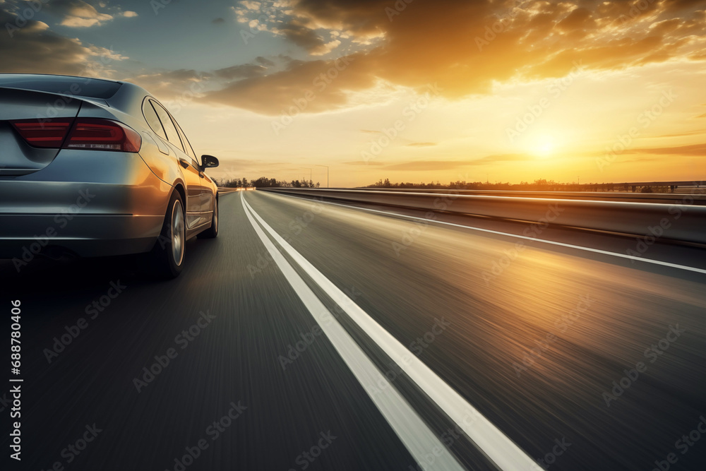 car driving on the highway. Generative ai car driving on the highway. Generative ai