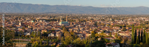 The cityscape of Vicenza in evening light.