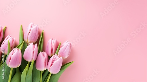 Wallpaper Mural Pink tulips on the pink background. Valentines background. Torontodigital.ca