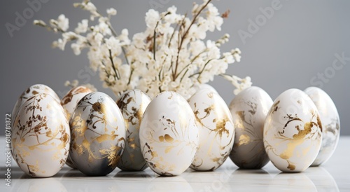 decorative white and gold easter eggs