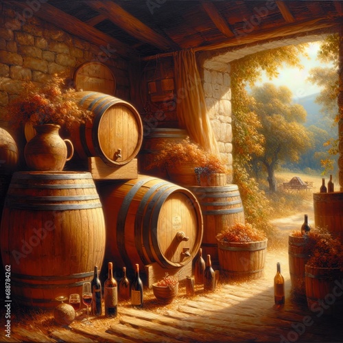 Vintages of Tranquility: Wine Cellar Elegance © Desiinus