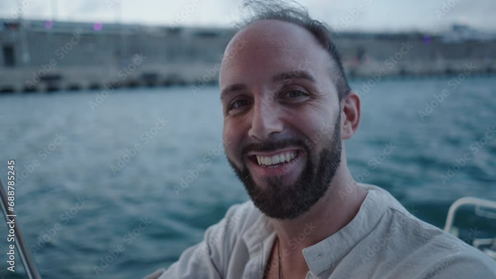Closeup of a boat driver smiling in Valencia Closeup of a boat driver smiling in Valencia